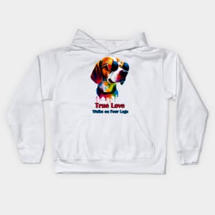 True Love walks on four Legs Dog Retro Kids Hoodie